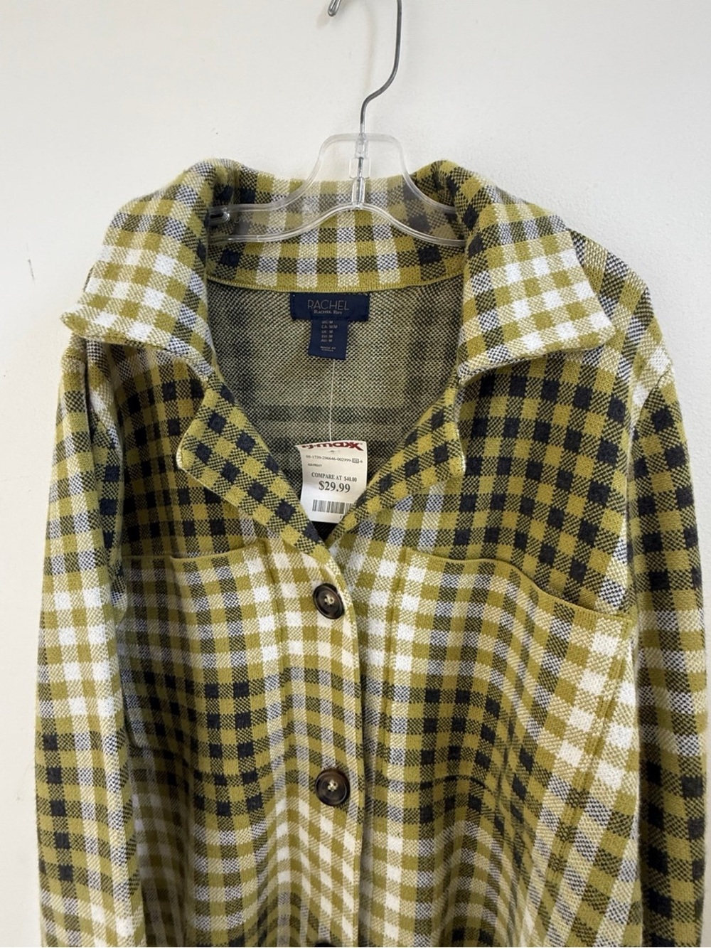 Rachel Olive Green Plaid Button-Down Shirt Jacket - Rachel